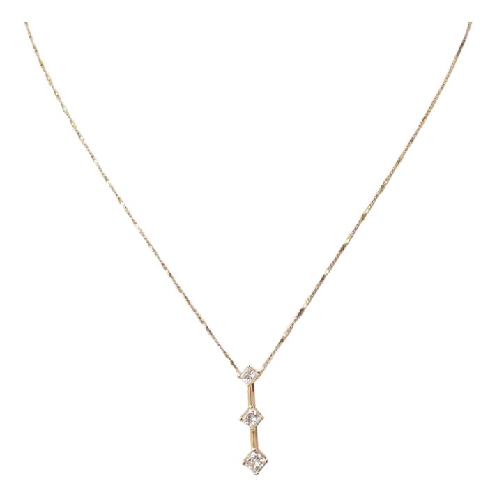 Collier trilogie en or jaune et diamants princesse