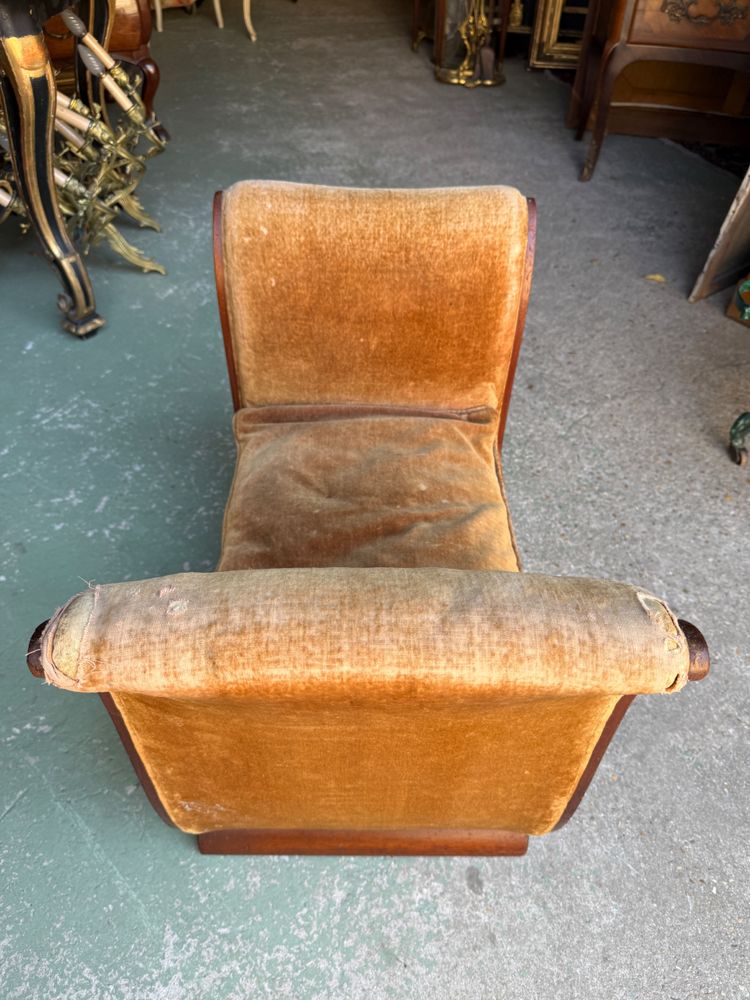 Art Deco period bench / pouf 1930 in amboyna burl and mahogany
