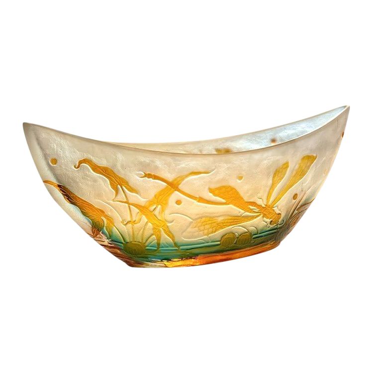 Coppa Navette "Dragonfly" Art Nouveau Emile Gallé