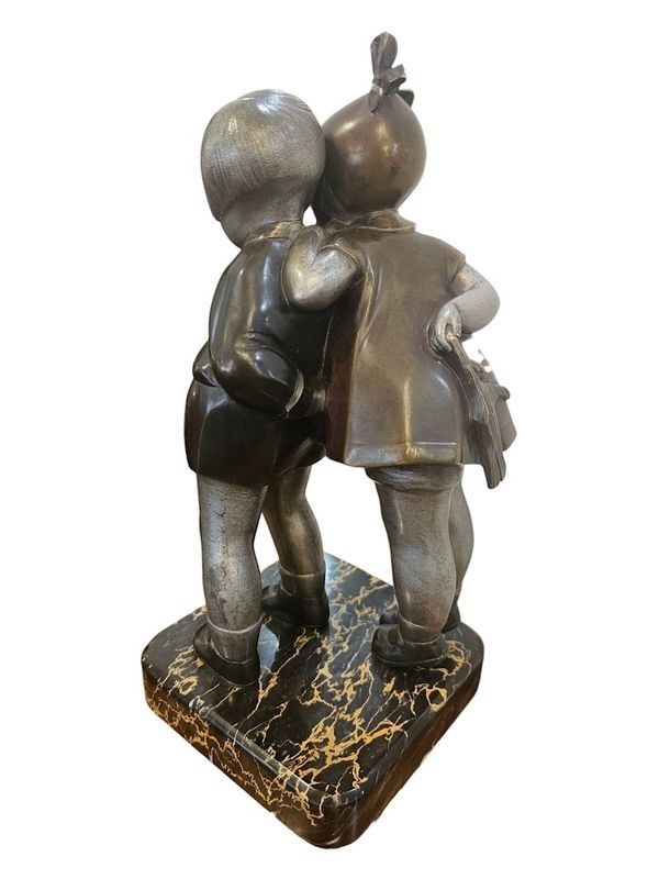 Alexandre Kelety Bronzo Art Déco "Segreti d'infanzia"