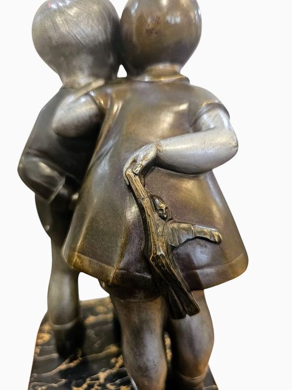 Alexandre Kelety Bronzo Art Déco "Segreti d'infanzia"