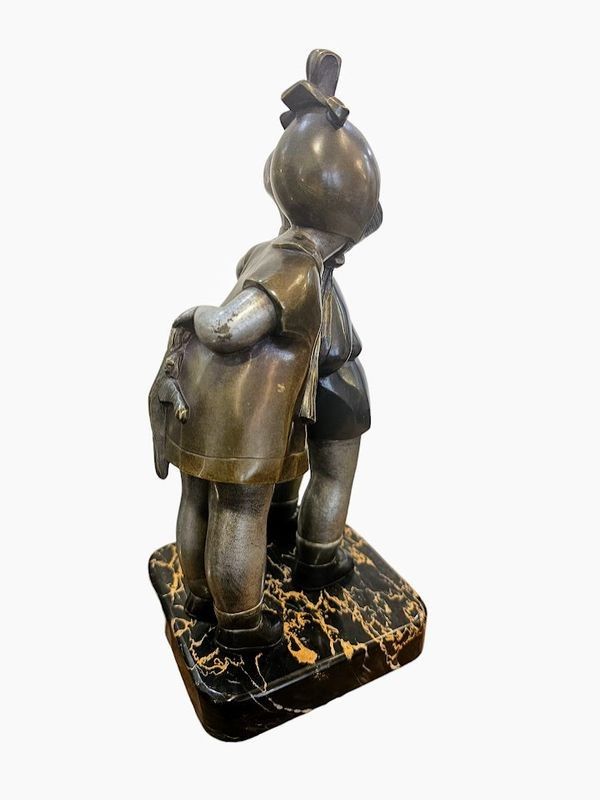 Alexandre Kelety Bronzo Art Déco "Segreti d'infanzia"