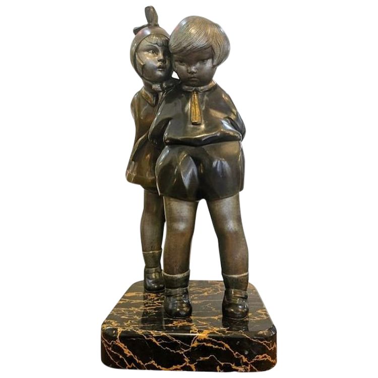 Alexandre Kelety Bronzo Art Déco "Segreti d'infanzia"