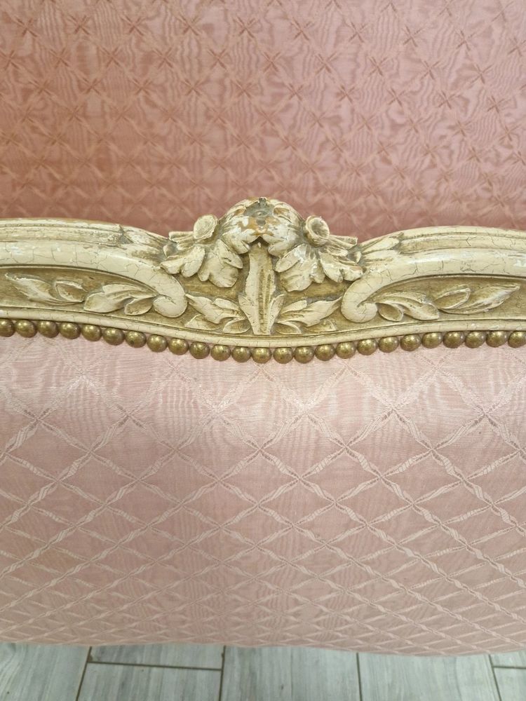 Letto matrimoniale Corbeille rosa francese in stile Luigi XV