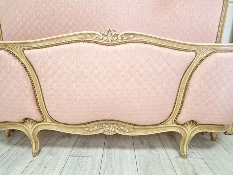 Letto matrimoniale Corbeille rosa francese in stile Luigi XV