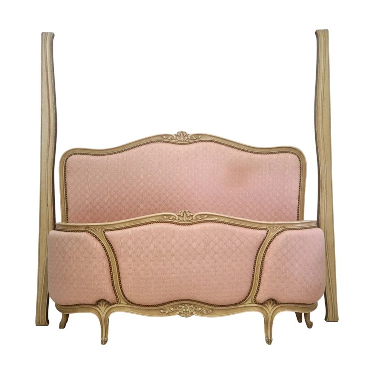Letto matrimoniale Corbeille rosa francese in stile Luigi XV