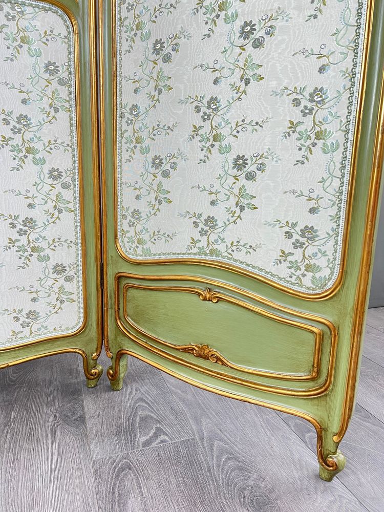 Paravent De Style Louis XV, Patine Vert Amande, France, XIXe Siècle