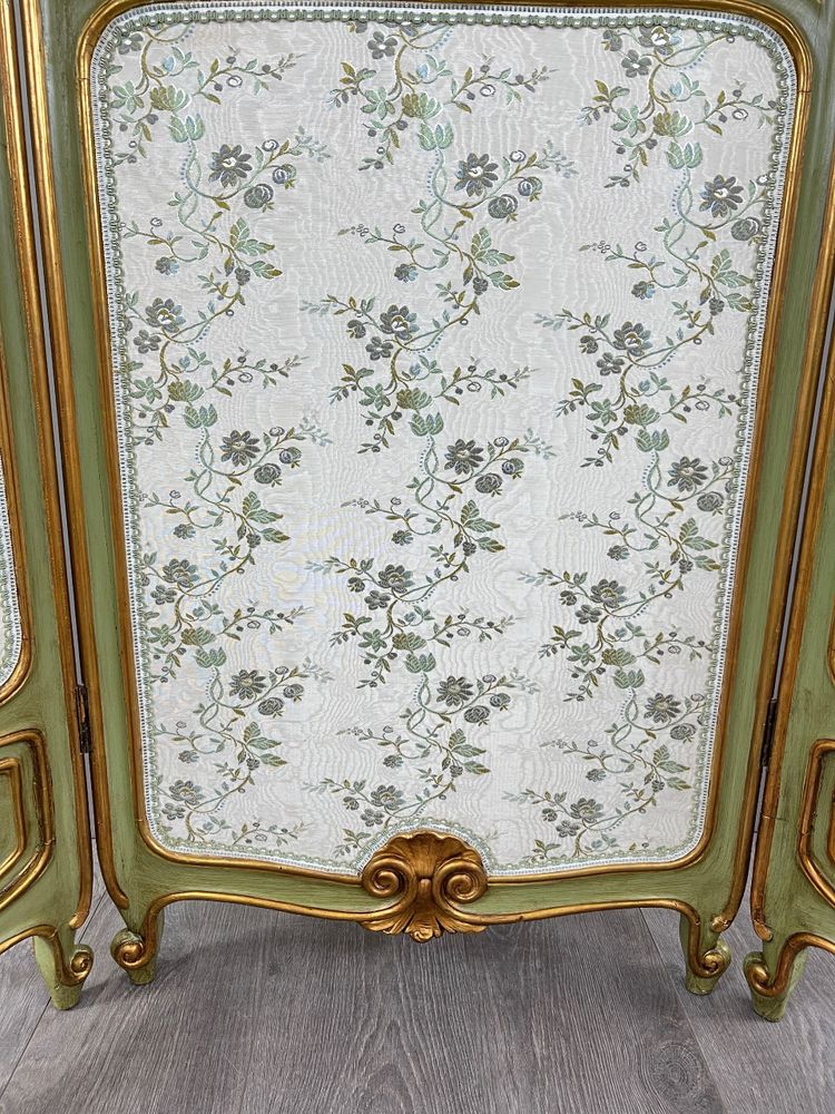 Paravent De Style Louis XV, Patine Vert Amande, France, XIXe Siècle