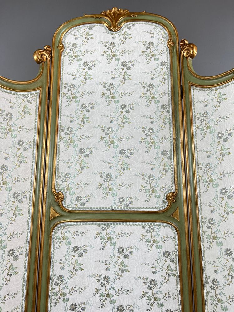 Paravent De Style Louis XV, Patine Vert Amande, France, XIXe Siècle