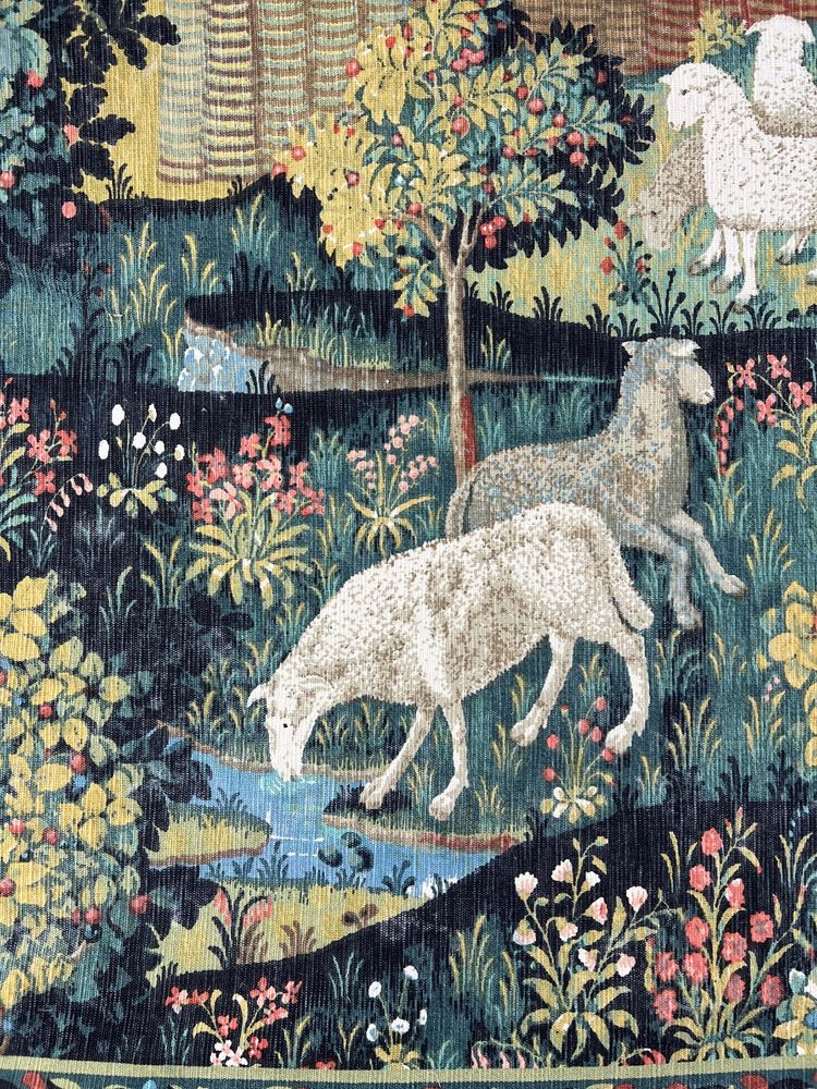 Wall tapestry, pastoral scene – medieval style, 20th century