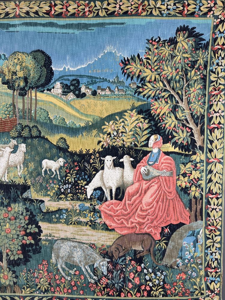 Wall tapestry, pastoral scene – medieval style, 20th century