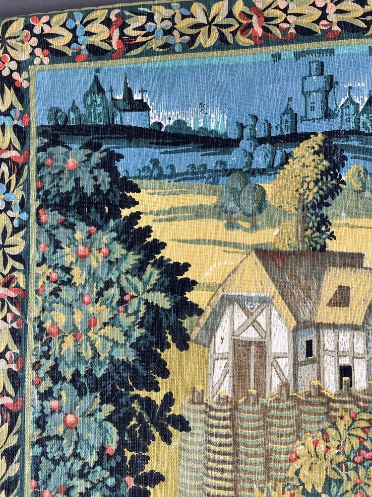 Wall tapestry, pastoral scene – medieval style, 20th century