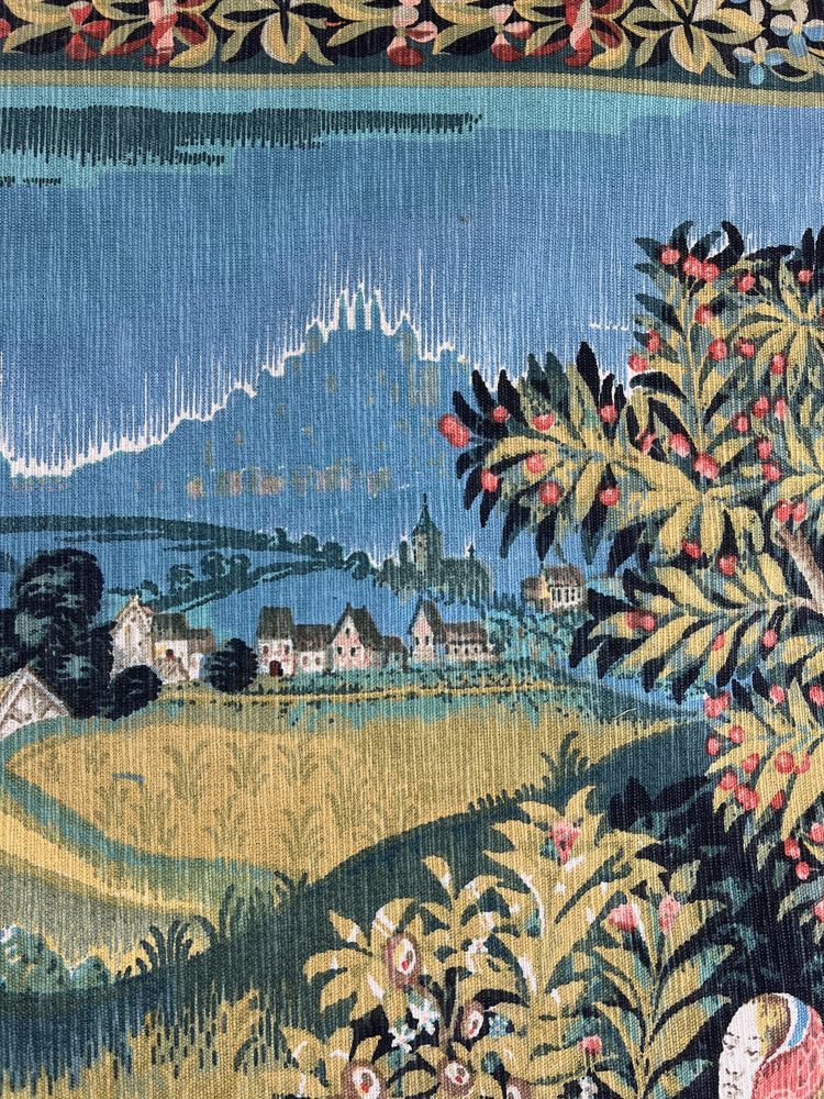 Wall tapestry, pastoral scene – medieval style, 20th century