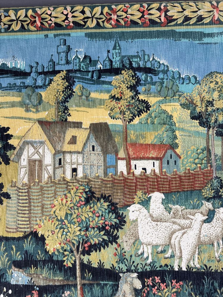 Wall tapestry, pastoral scene – medieval style, 20th century