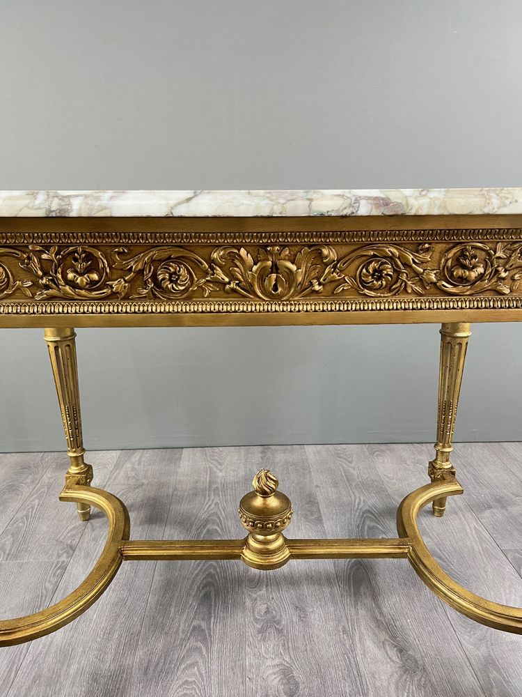 Table de Style Louis XVI à Plateau en Marbre – XIXe Siècle