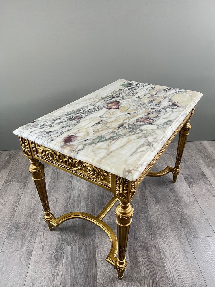 Table de Style Louis XVI à Plateau en Marbre – XIXe Siècle