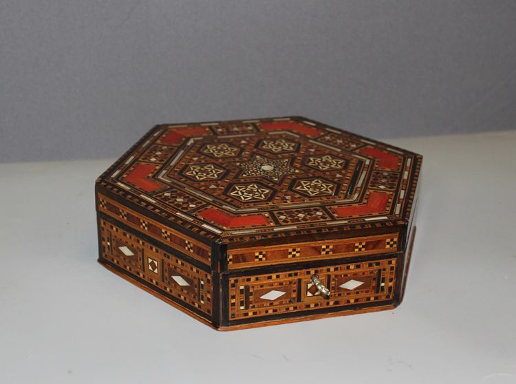 Syrian Hexagonal Marquetry Box Circa 1920