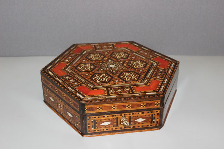 Syrian Hexagonal Marquetry Box Circa 1920