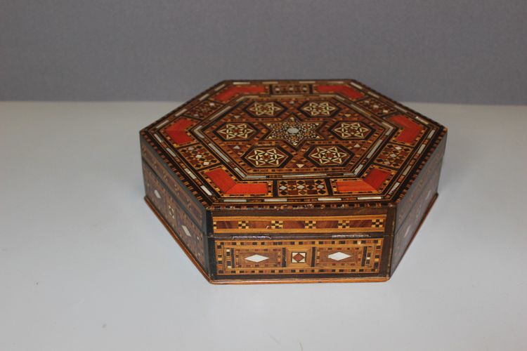 Syrian Hexagonal Marquetry Box Circa 1920