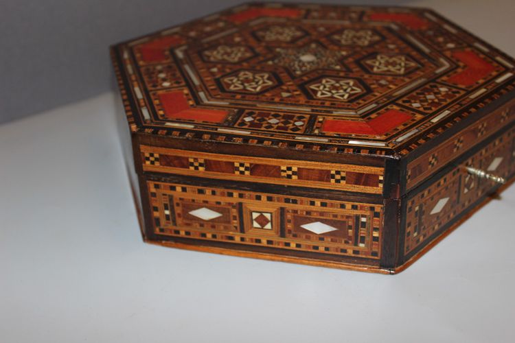 Syrian Hexagonal Marquetry Box Circa 1920