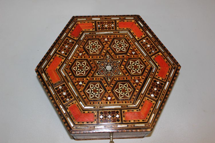 Syrian Hexagonal Marquetry Box Circa 1920