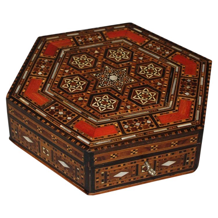 Syrian Hexagonal Marquetry Box Circa 1920