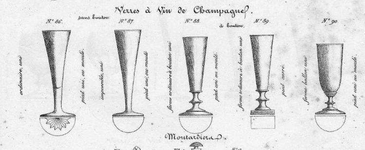 9 flûte da champagne in cristallo Baccarat dell'inizio del XIX secolo