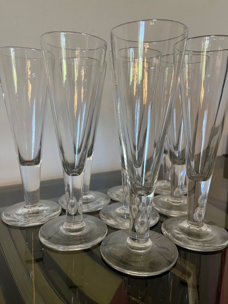 9 flûte da champagne in cristallo Baccarat dell'inizio del XIX secolo