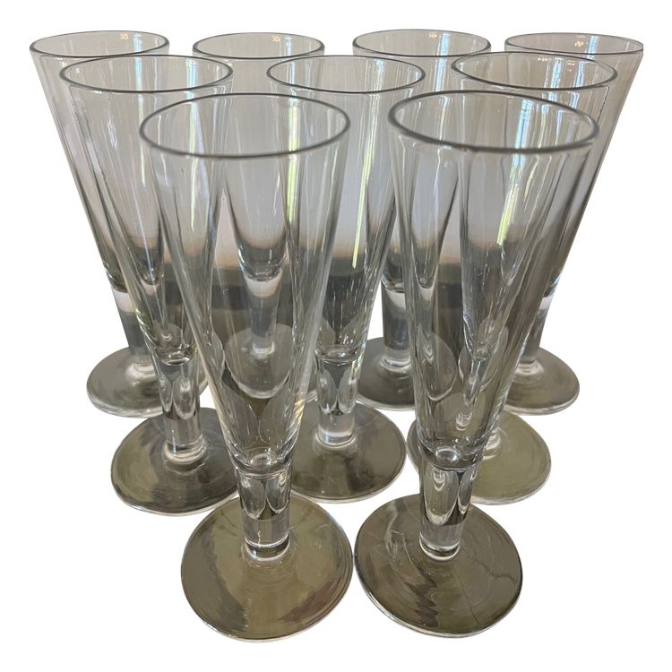 9 flûte da champagne in cristallo Baccarat dell'inizio del XIX secolo