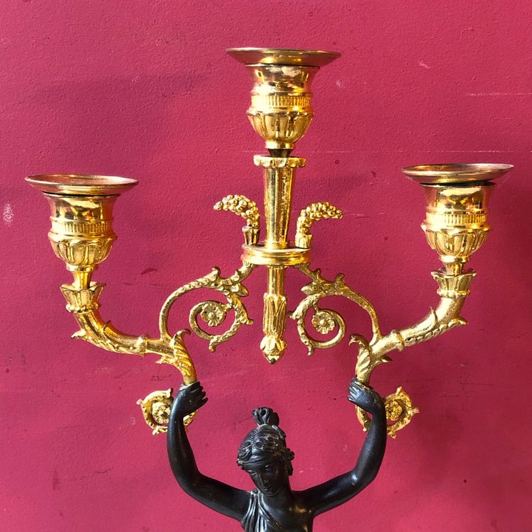 Candelabro con ballerine antiche, periodo Impero