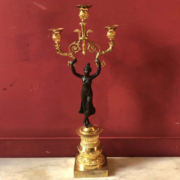 Candelabro con ballerine antiche, periodo Impero