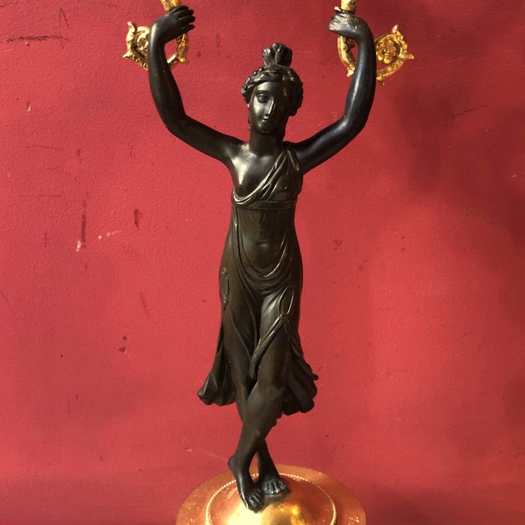 Candelabro con ballerine antiche, periodo Impero
