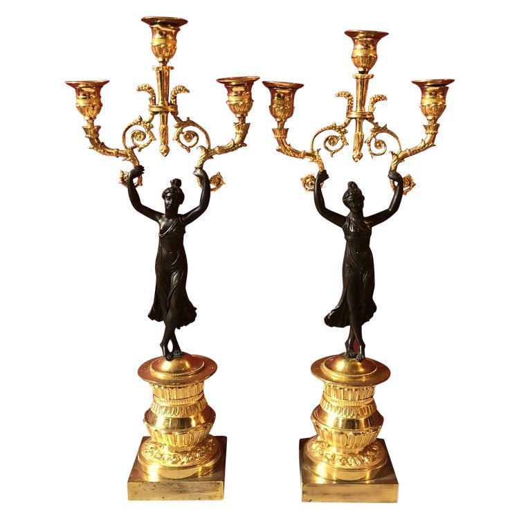Candelabro con ballerine antiche, periodo Impero