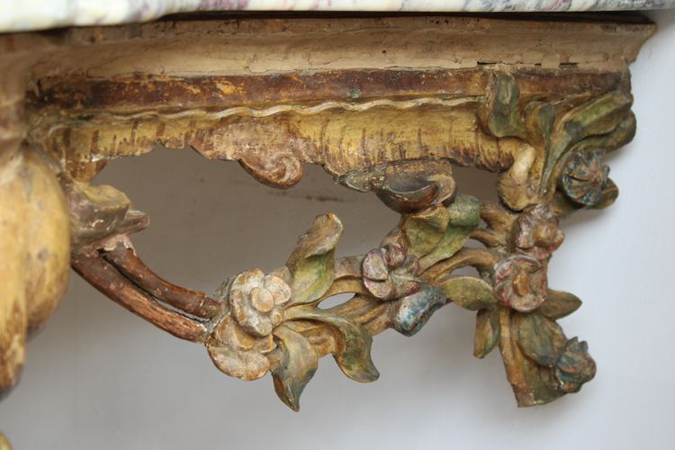 Consolle italiana in legno intagliato e dipinto, Italia XVIII secolo