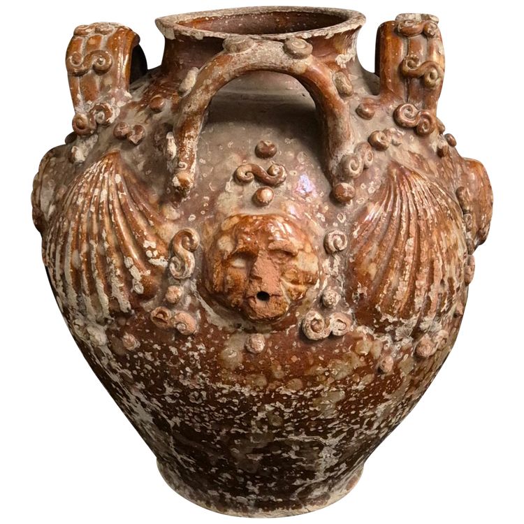 Vaso in terracotta decorato del XVIII secolo