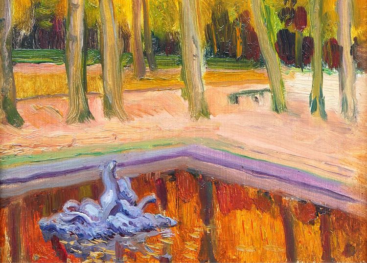Maurice de Lambert 1873-1953 Versailles, the park in Autumn, landscape, painting, circa 1920