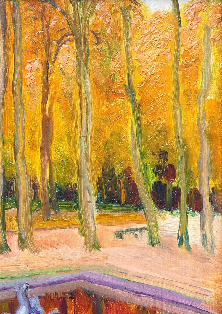 Maurice de Lambert 1873-1953 Versailles, the park in Autumn, landscape, painting, circa 1920