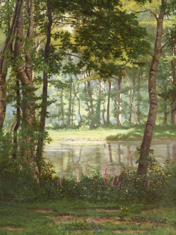 Georges RODRIGUES HENRIQUES, Vue sur un étang en Forêt de Marly (TRÈS GRAND FORMAT)