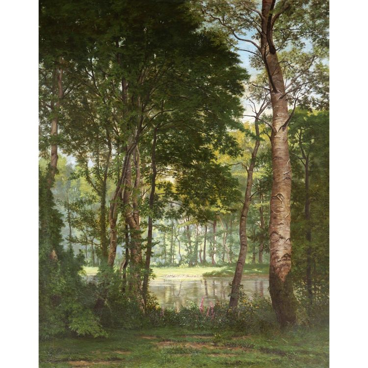 Georges RODRIGUES HENRIQUES, Vue sur un étang en Forêt de Marly (TRÈS GRAND FORMAT)