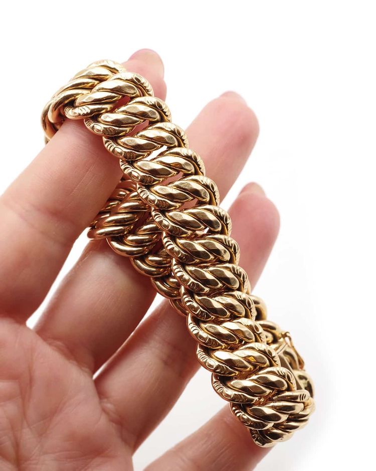Bracelet ancien maille américaine en or 18k, bracelet année 1930, Bijou ancien, bracelet ancien