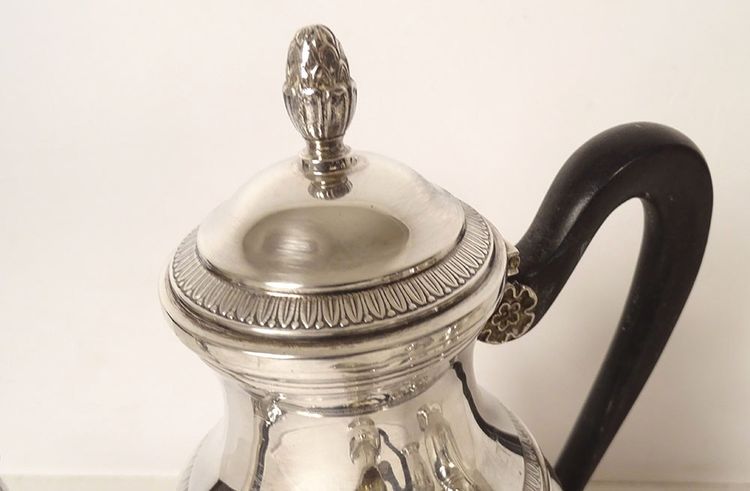 Service à Café Empire Verseuse Cafetière Argent Massif Minerve 1969gr XIXè