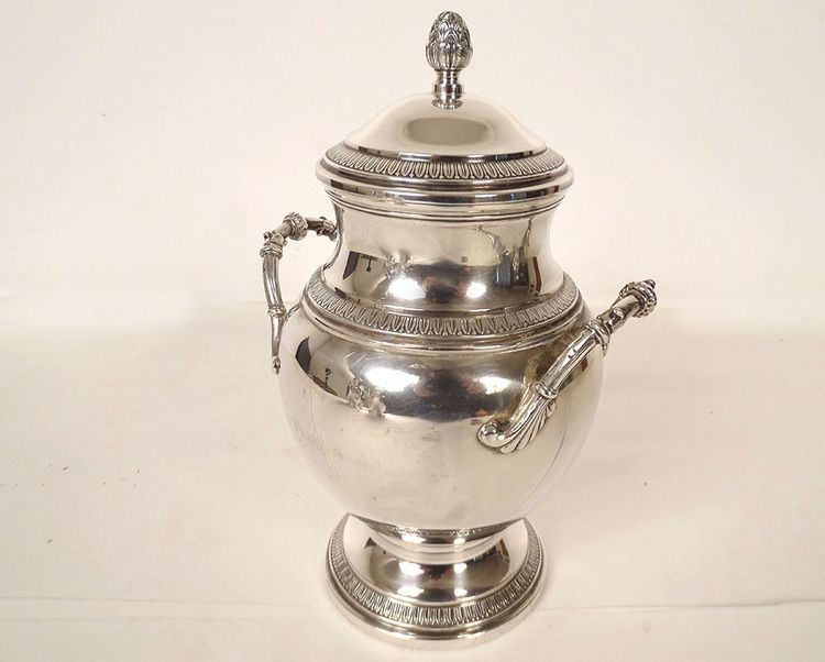 Service à Café Empire Verseuse Cafetière Argent Massif Minerve 1969gr XIXè