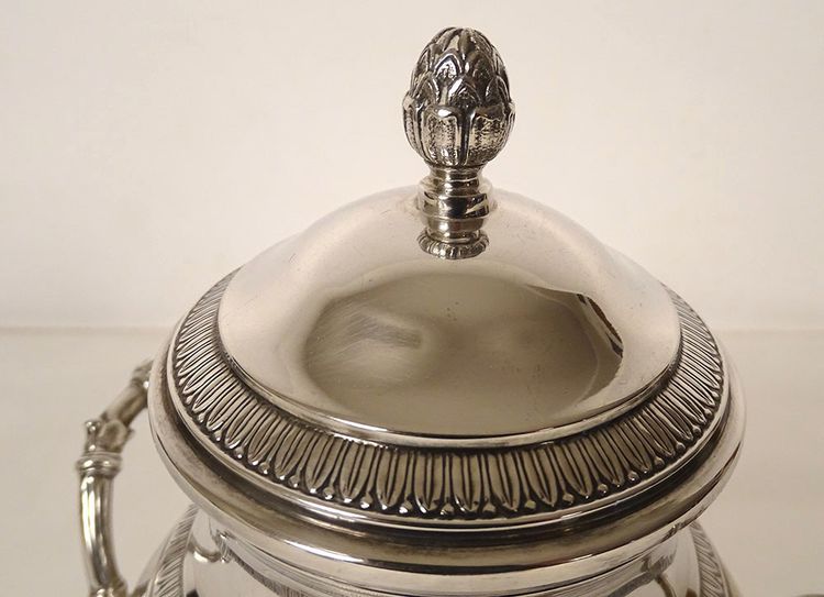 Service à Café Empire Verseuse Cafetière Argent Massif Minerve 1969gr XIXè
