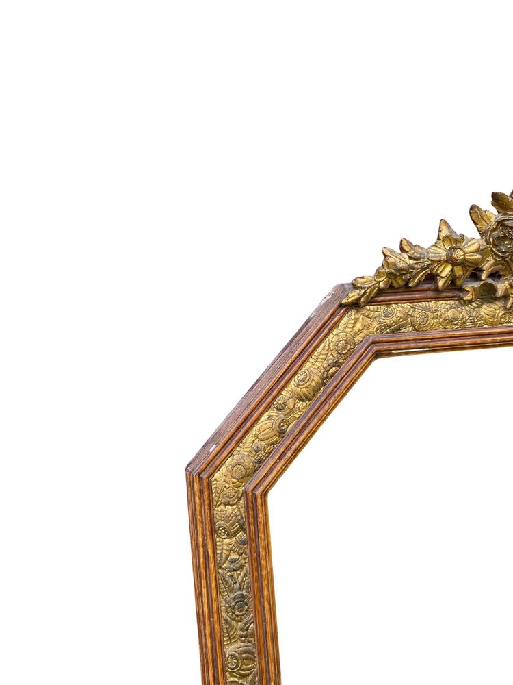 Large gilded wood mirror, Louis XVI - Art Nouveau transition style, late 19th century