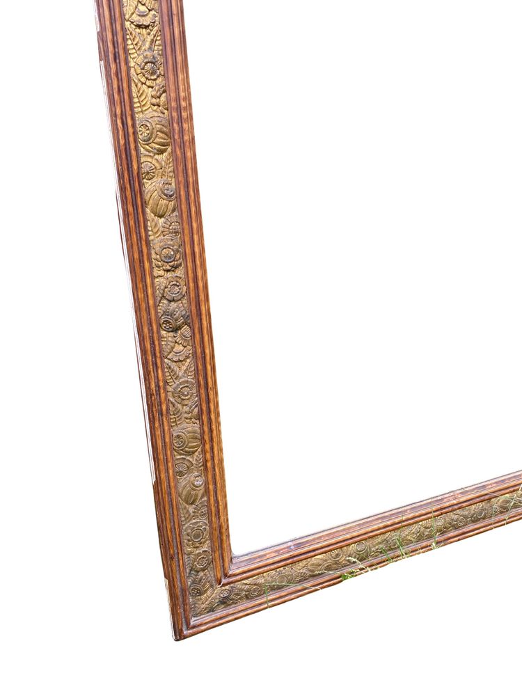 Large gilded wood mirror, Louis XVI - Art Nouveau transition style, late 19th century