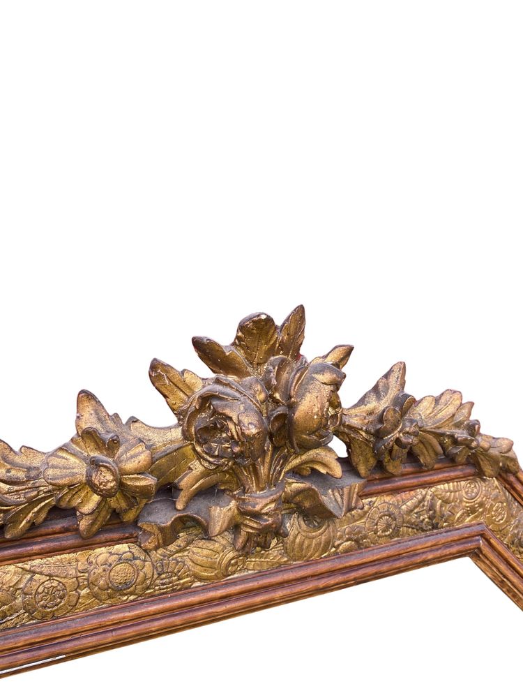 Large gilded wood mirror, Louis XVI - Art Nouveau transition style, late 19th century