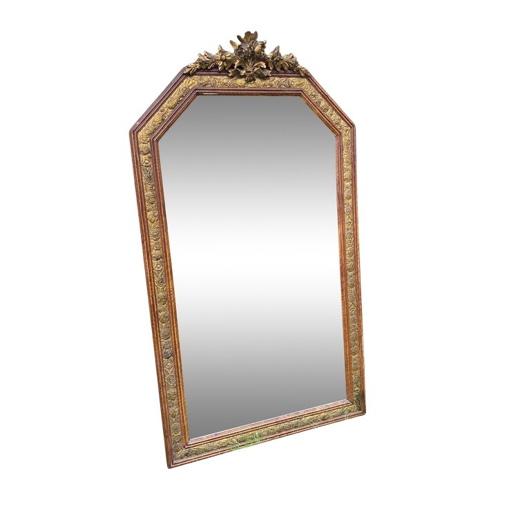 Large gilded wood mirror, Louis XVI - Art Nouveau transition style, late 19th century
