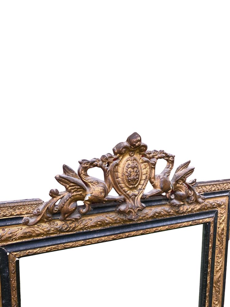 Miroir Napoléon III en Bois Doré, XIXème Siècle - 65 x 100 x 6 cm