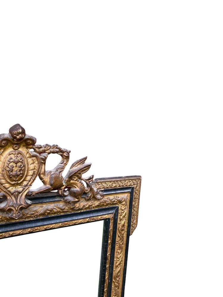 Miroir Napoléon III en Bois Doré, XIXème Siècle - 65 x 100 x 6 cm