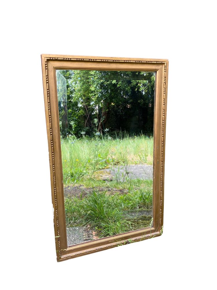 19th Century Beveled Mirror in Gilded Wood, Louis XVI Style – 45 x 72 cm